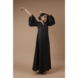NWT TURN BLACK DÉESSE SILK BLEND LONG DRESS BLACK SIZE XXL